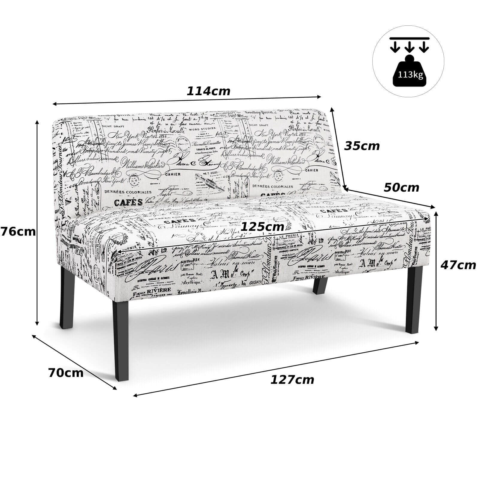 Modern Fabric Upholstered 2 Seater Sofa