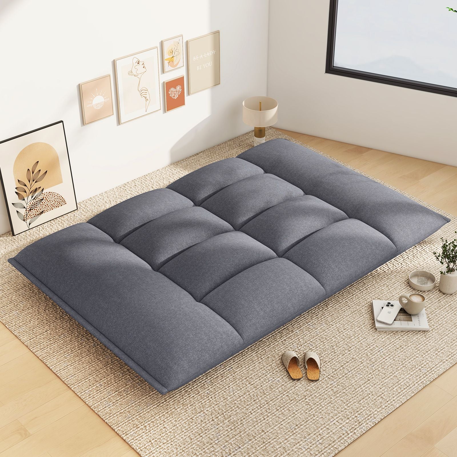 Floor Sofa Chair with 5-Postion Adjustable Backrest and Armrests