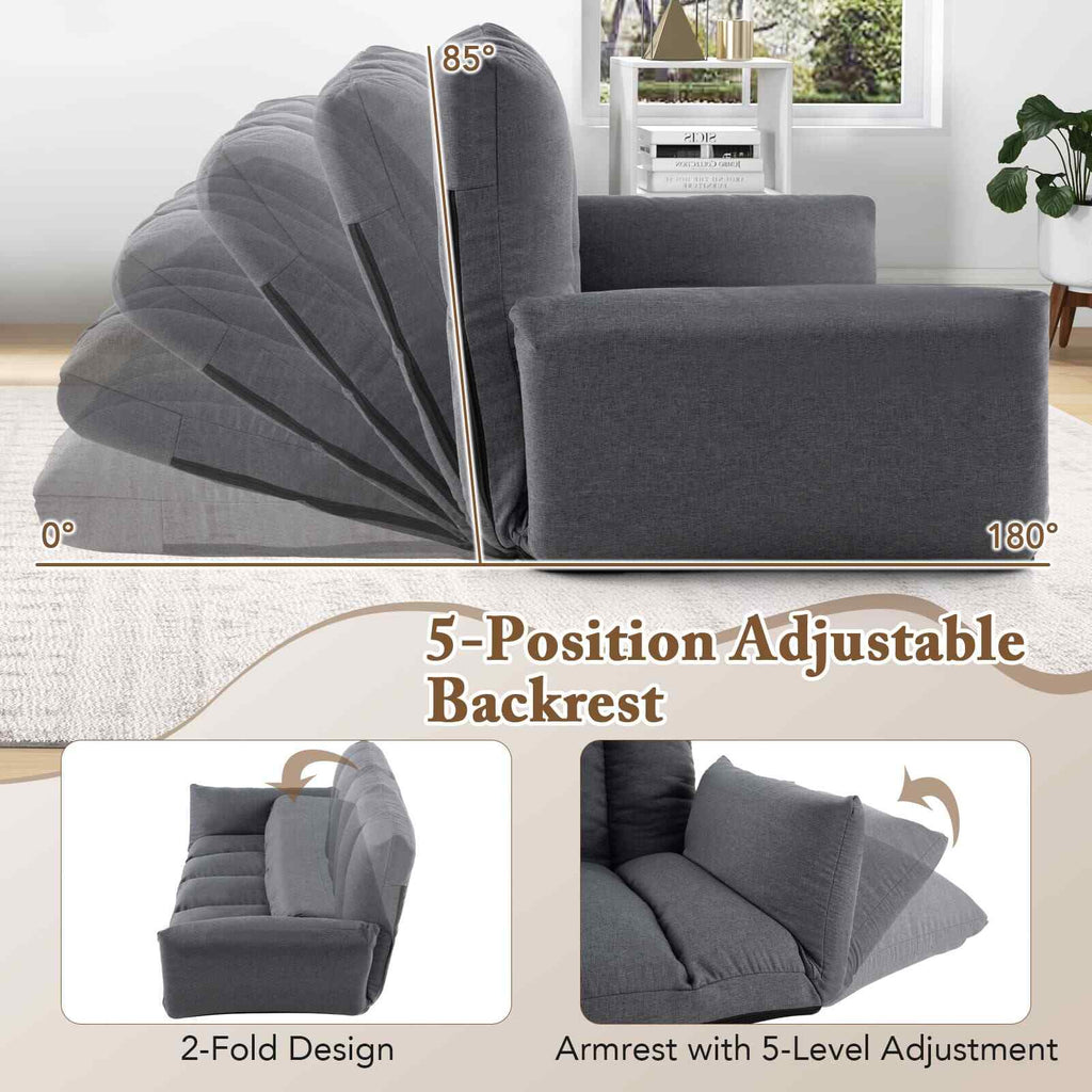 COSTWAY Foldable Floor Sofa Upholstered Recliner Chair W/Adjustable Backrest