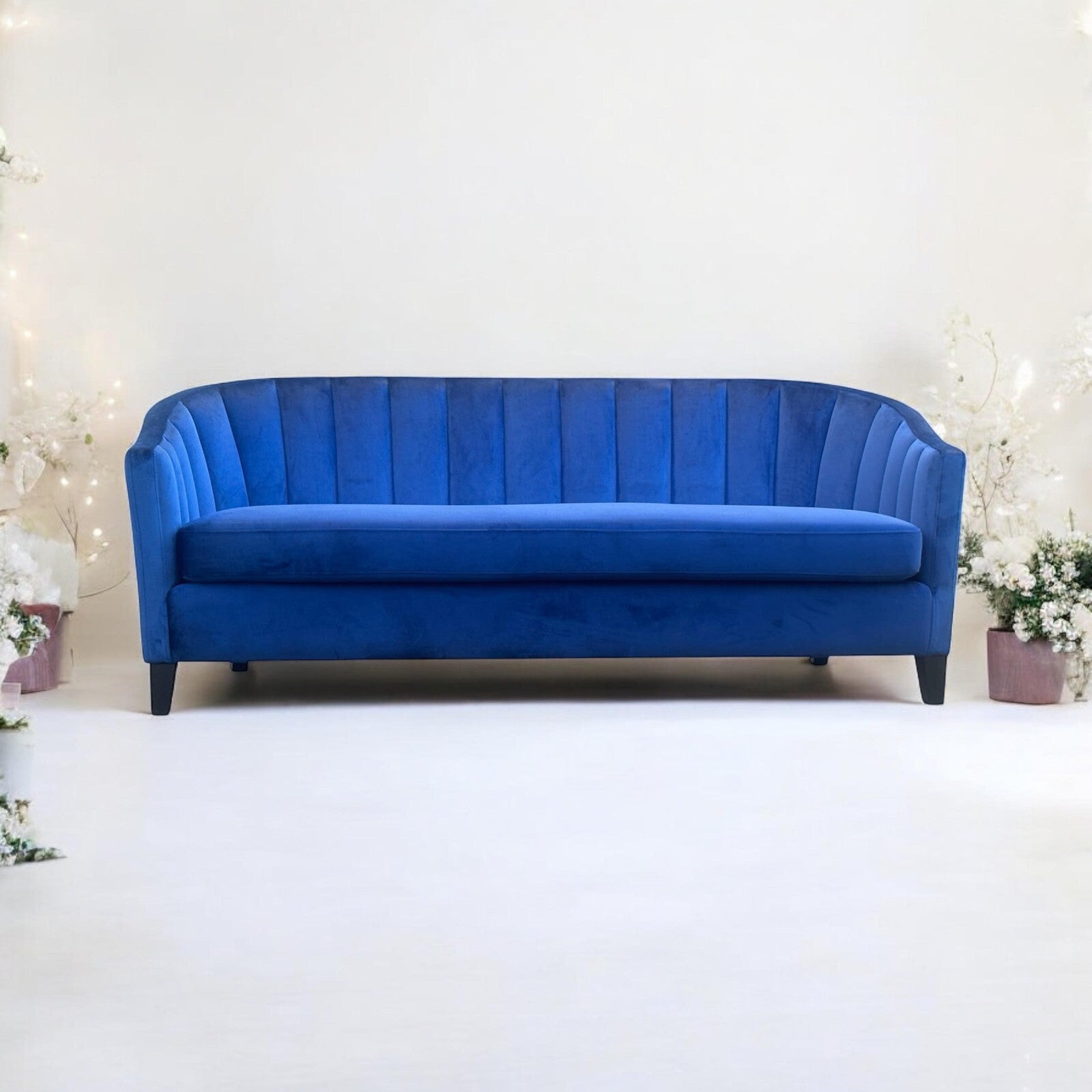 Blue Velvet Sofa 3 Seat Accent Chair Velvet Tub Chair Contemporary Living Room