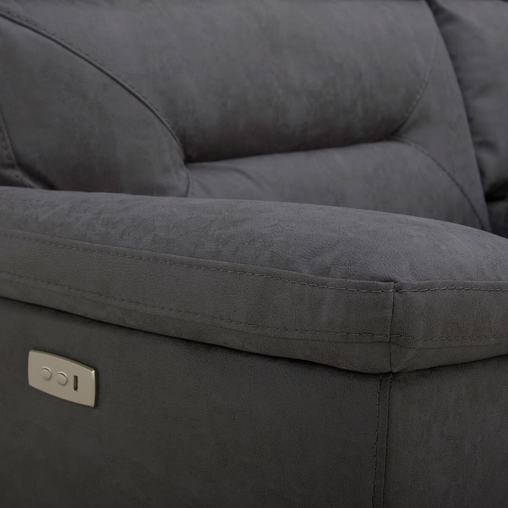 Justin Grey Fabric Power Reclining Sectional Sofa