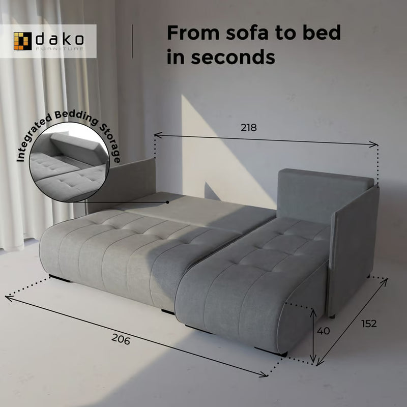 Corner Sofa Bed NESSA Reversible Chaise Lounge, Storage DAKO®