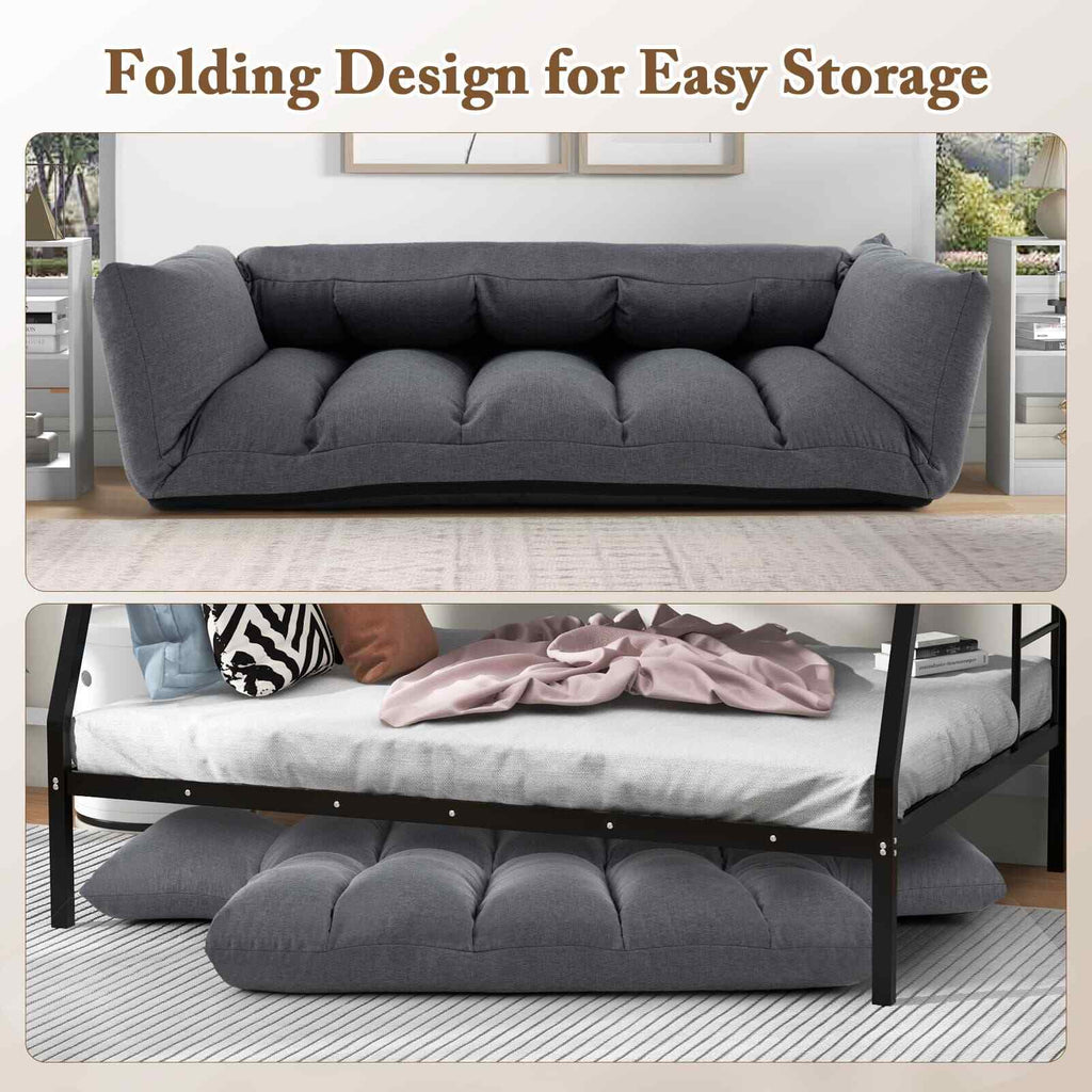 COSTWAY Foldable Floor Sofa Upholstered Recliner Chair W/Adjustable Backrest