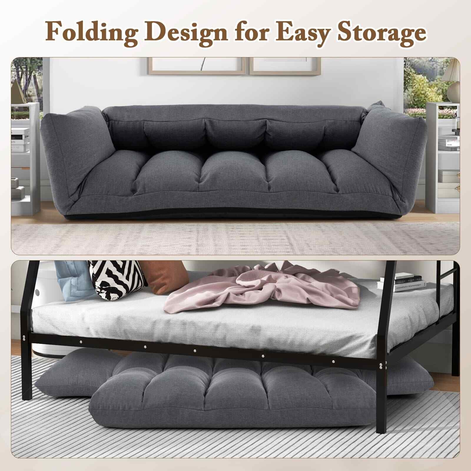 COSTWAY Foldable Floor Sofa Upholstered Recliner Chair W/Adjustable Backrest