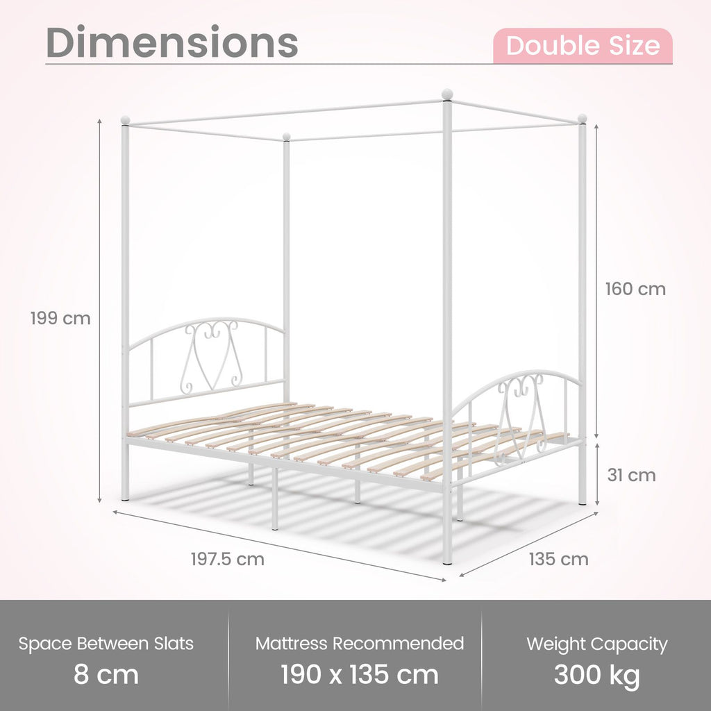 Double Size Metal Canopy Bed Frame