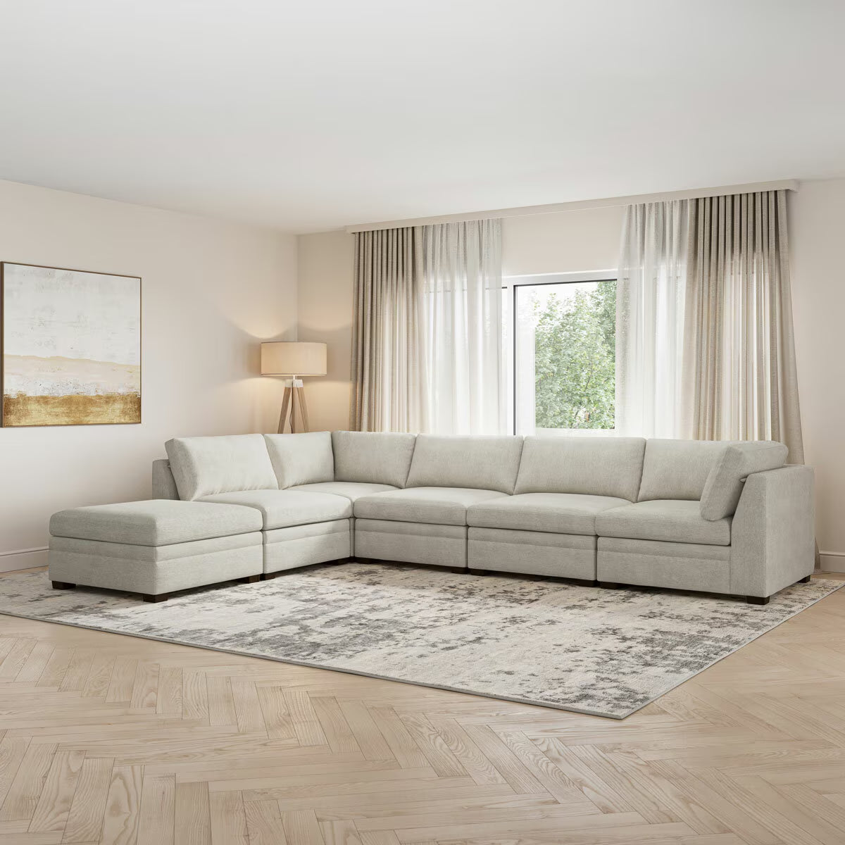Tisdale Taupe 6 Piece Modular Fabric Sofa