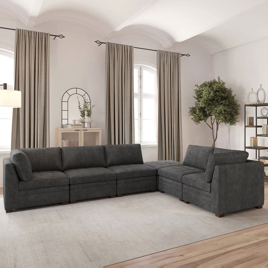 Tisdale Dark Grey 6 Piece Modular Fabric Sofa