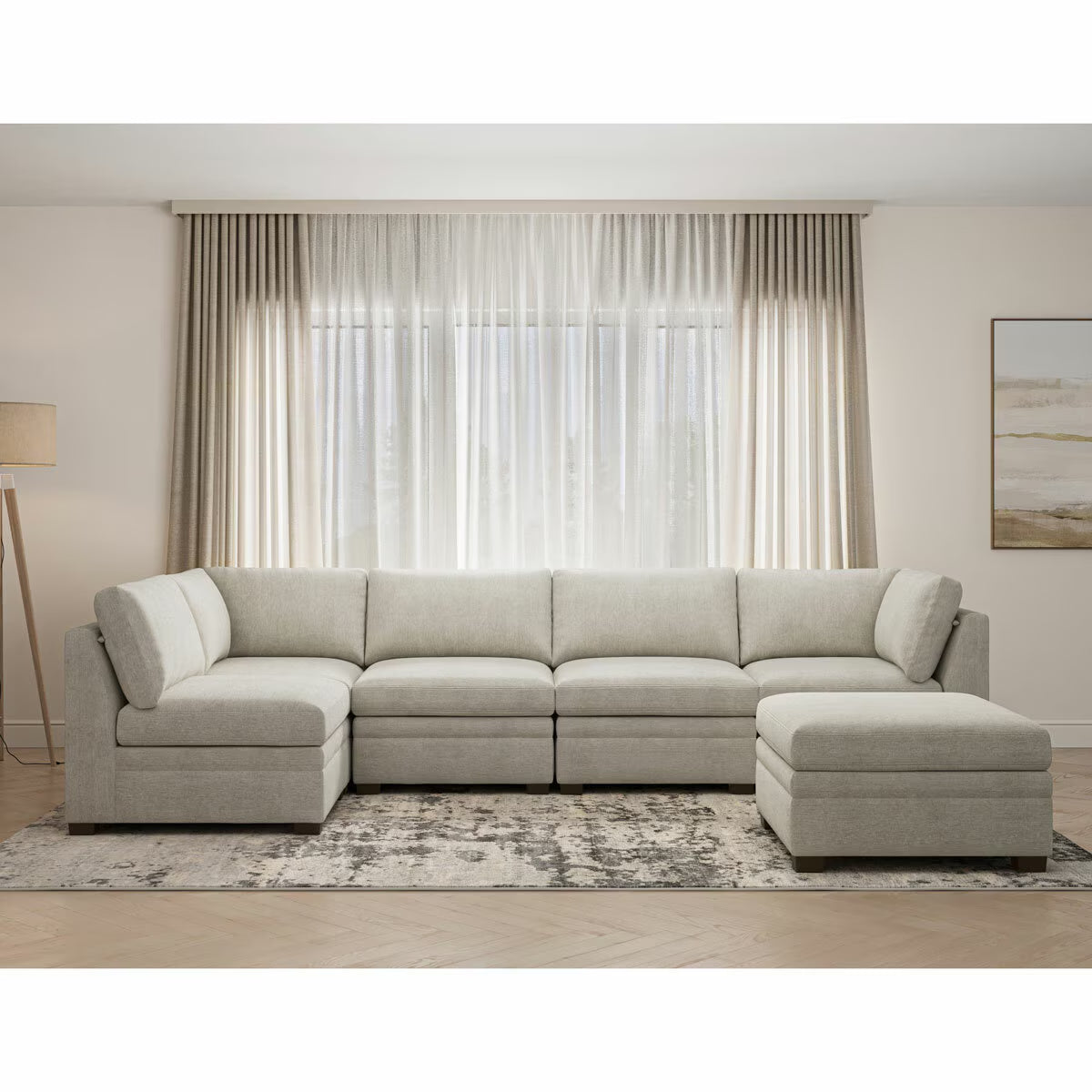 Tisdale Taupe 6 Piece Modular Fabric Sofa