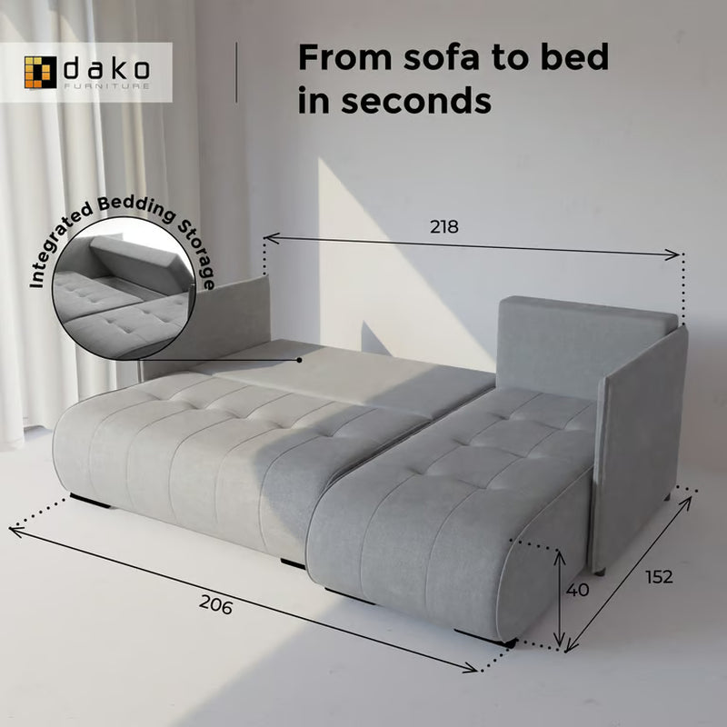 Corner Sofa Bed NESSA Reversible Chaise Lounge, Storage DAKO®