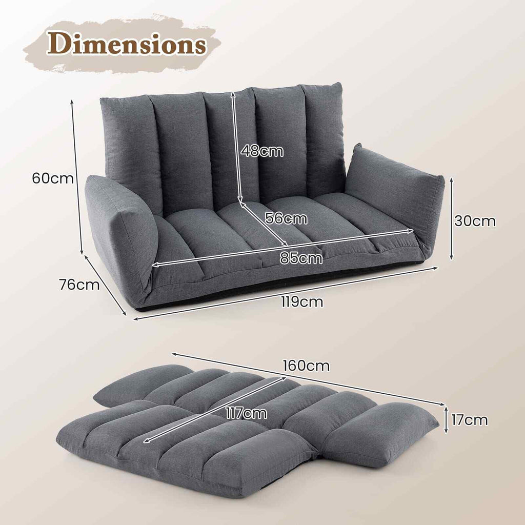 COSTWAY Foldable Floor Sofa Upholstered Recliner Chair W/Adjustable Backrest