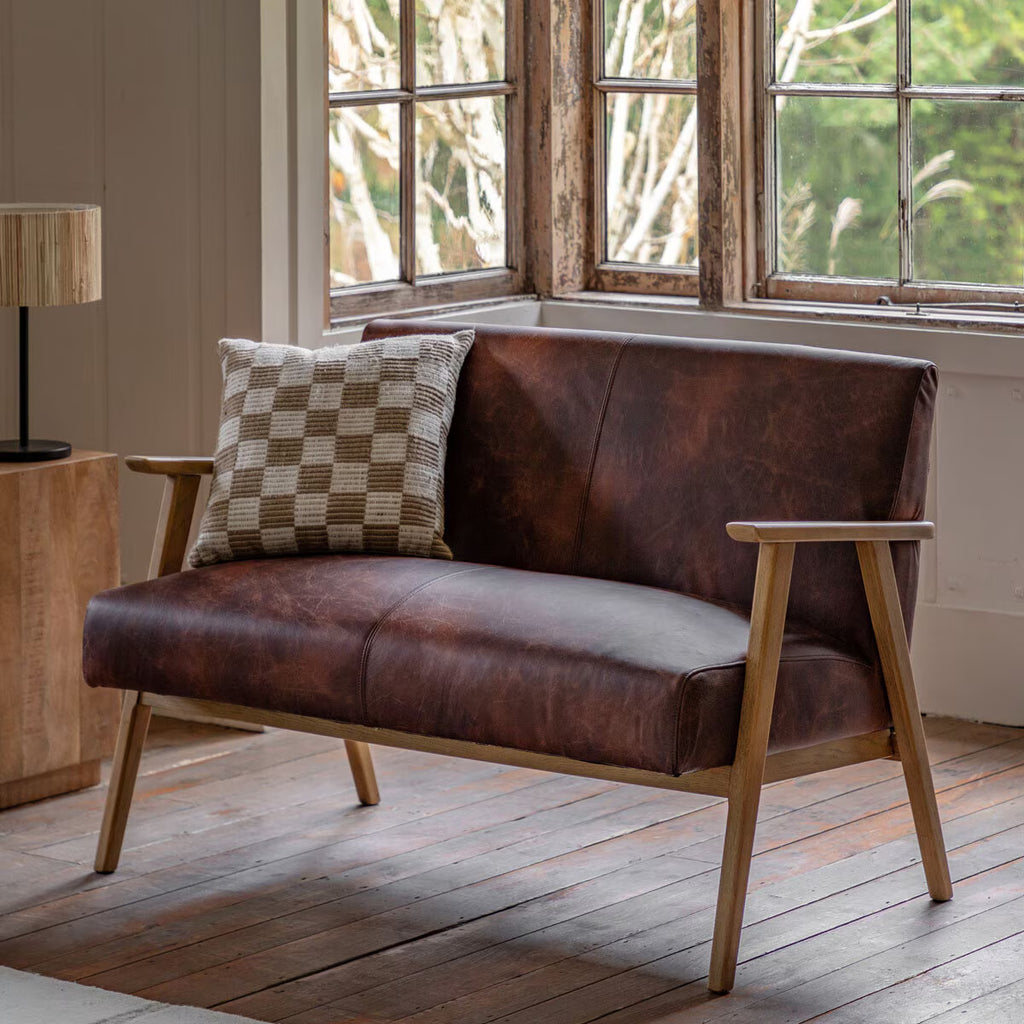 Neyland Brown Leather 2 Seater Sofa