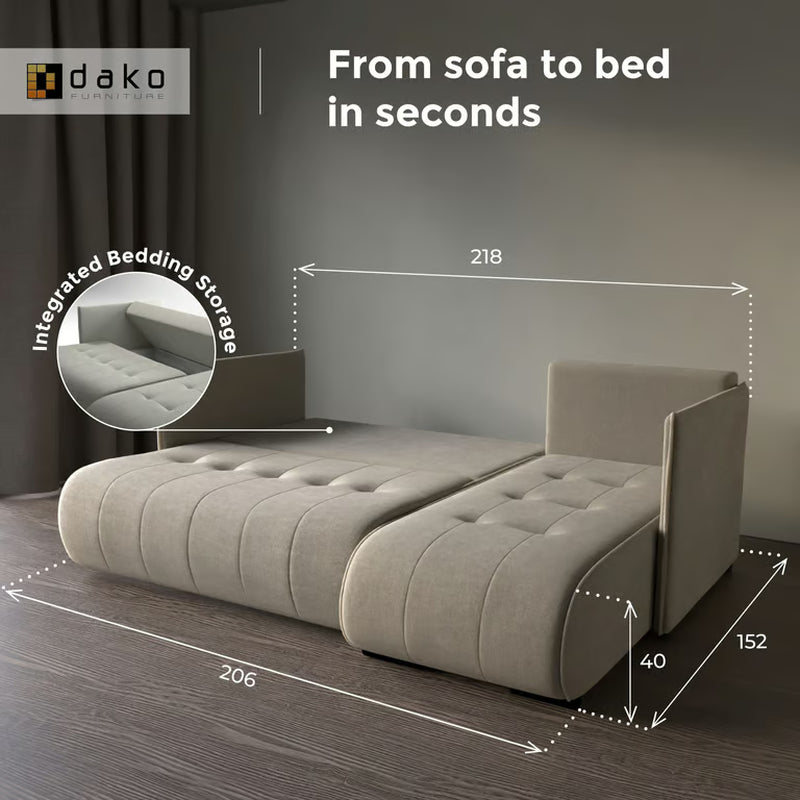 Corner Sofa Bed NESSA Reversible Chaise Lounge, Storage DAKO®