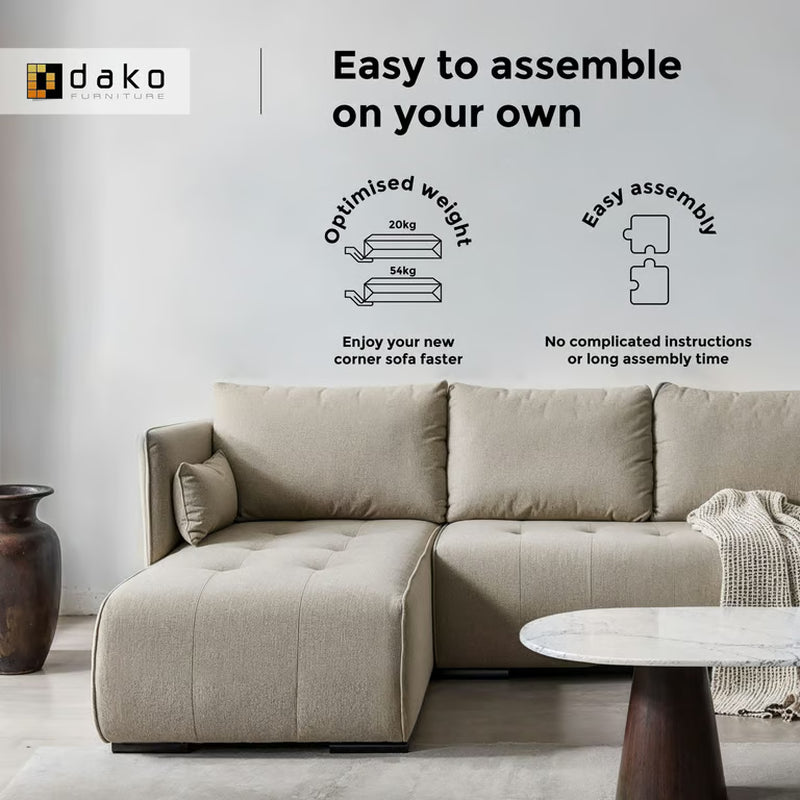 Corner Sofa Bed NESSA Reversible Chaise Lounge, Storage DAKO®