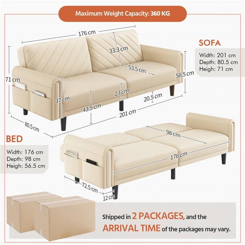 3-Seater Sofa Bed with Adjustable Backrest