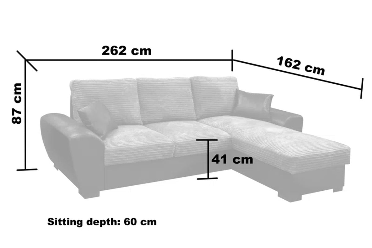 Acee Corner Sofa Bed Jumbo Cord