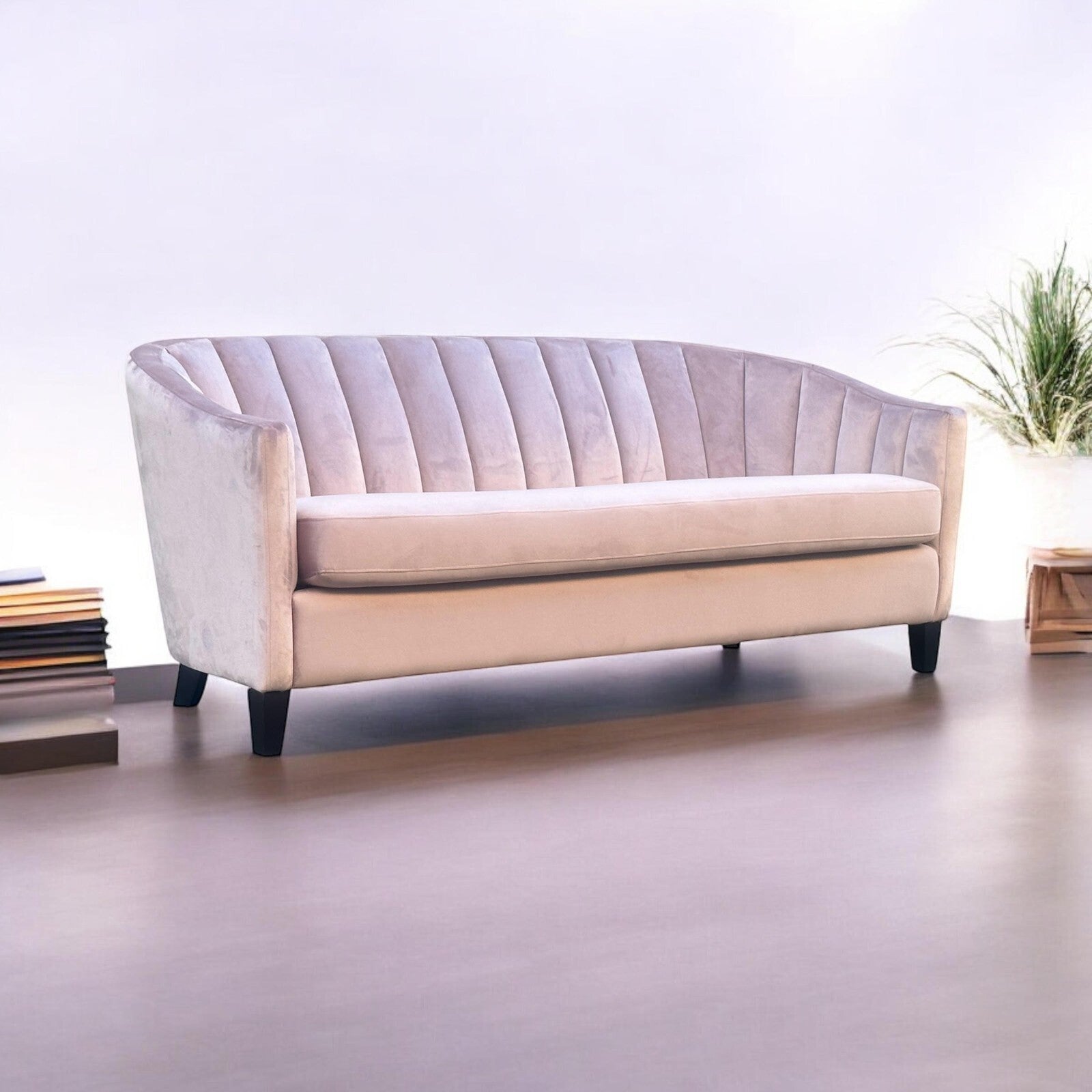 Pink Velvet Sofa 3 Seat Chairs Velvet Tub Chair Contemporary Living Room Accent
