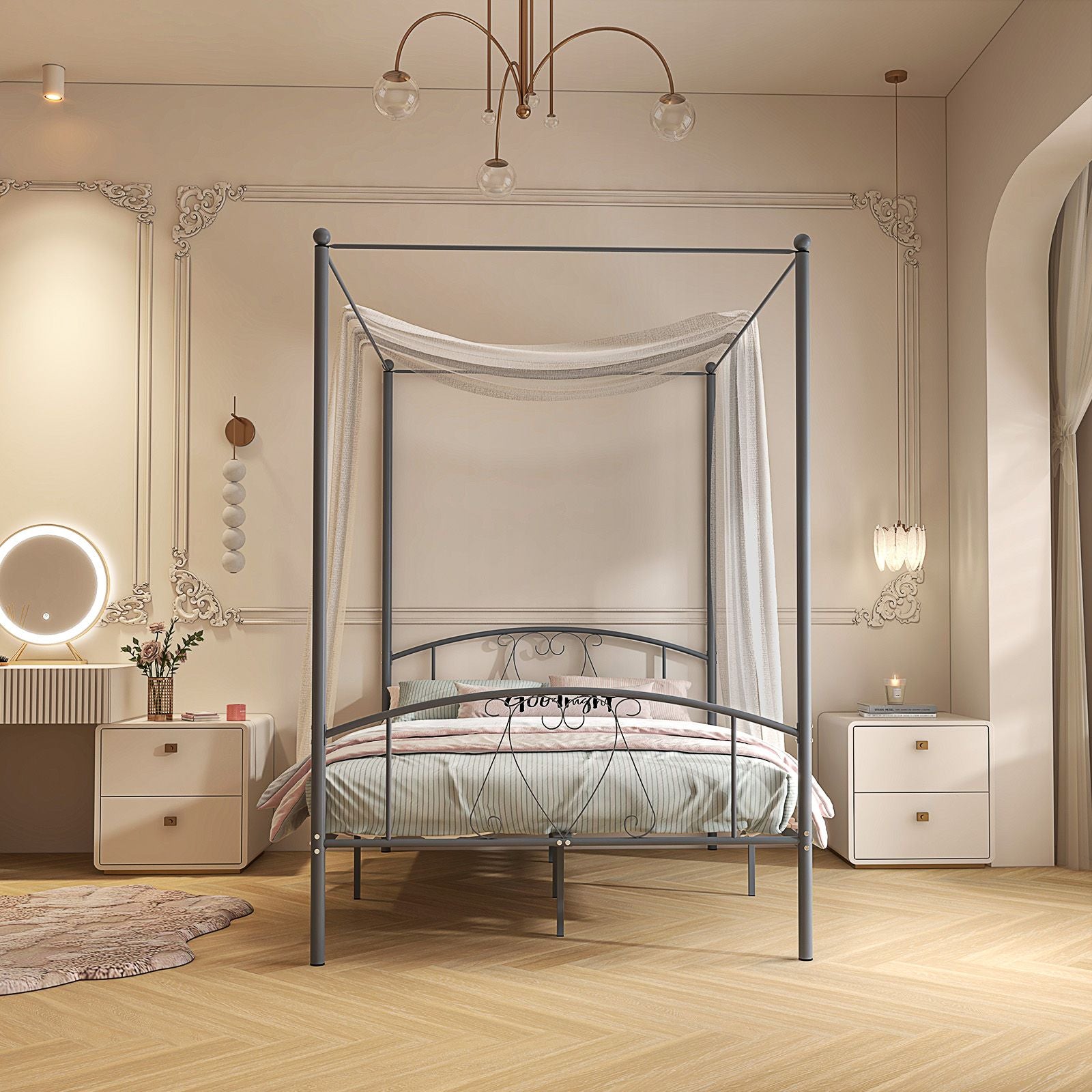 Double Size Metal Canopy Bed Frame