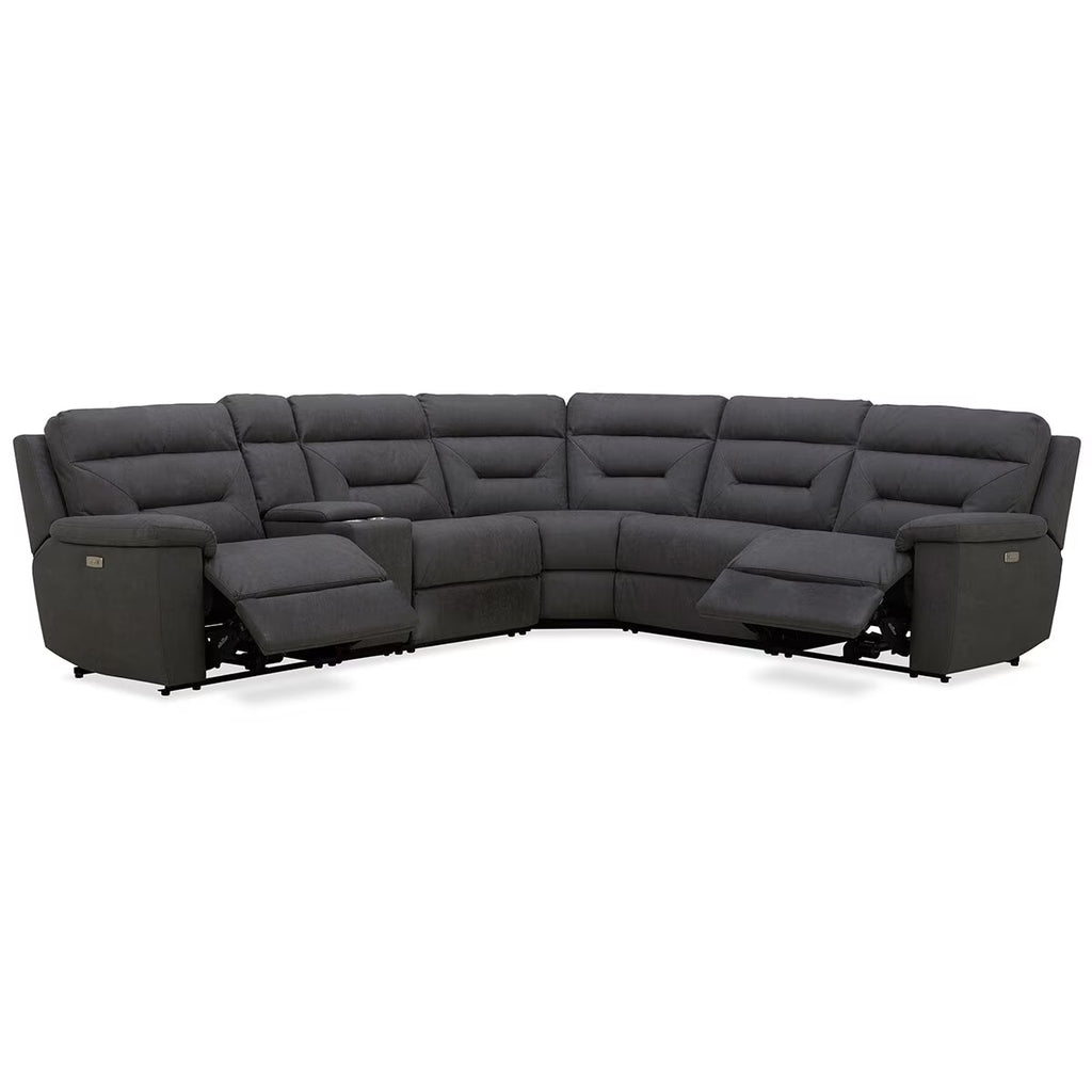 Justin Grey Fabric Power Reclining Sectional Sofa