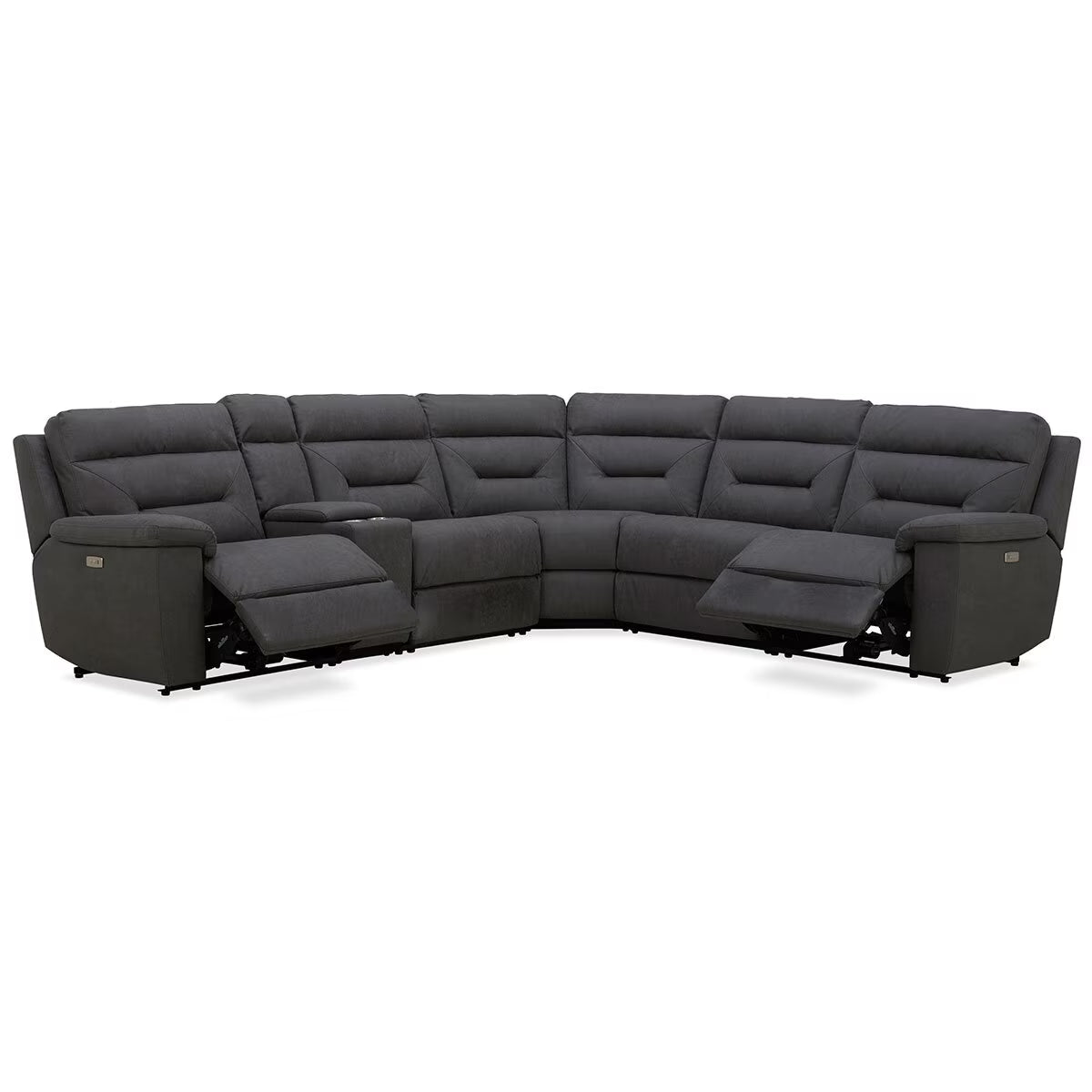 Justin Grey Fabric Power Reclining Sectional Sofa