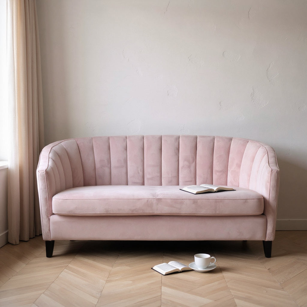 Pink Velvet Sofa 3 Seat Chairs Velvet Tub Chair Contemporary Living Room Accent