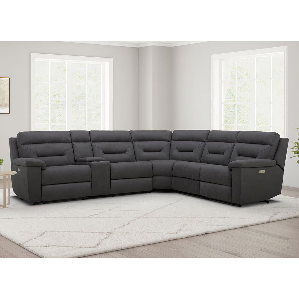 Justin Grey Fabric Power Reclining Sectional Sofa
