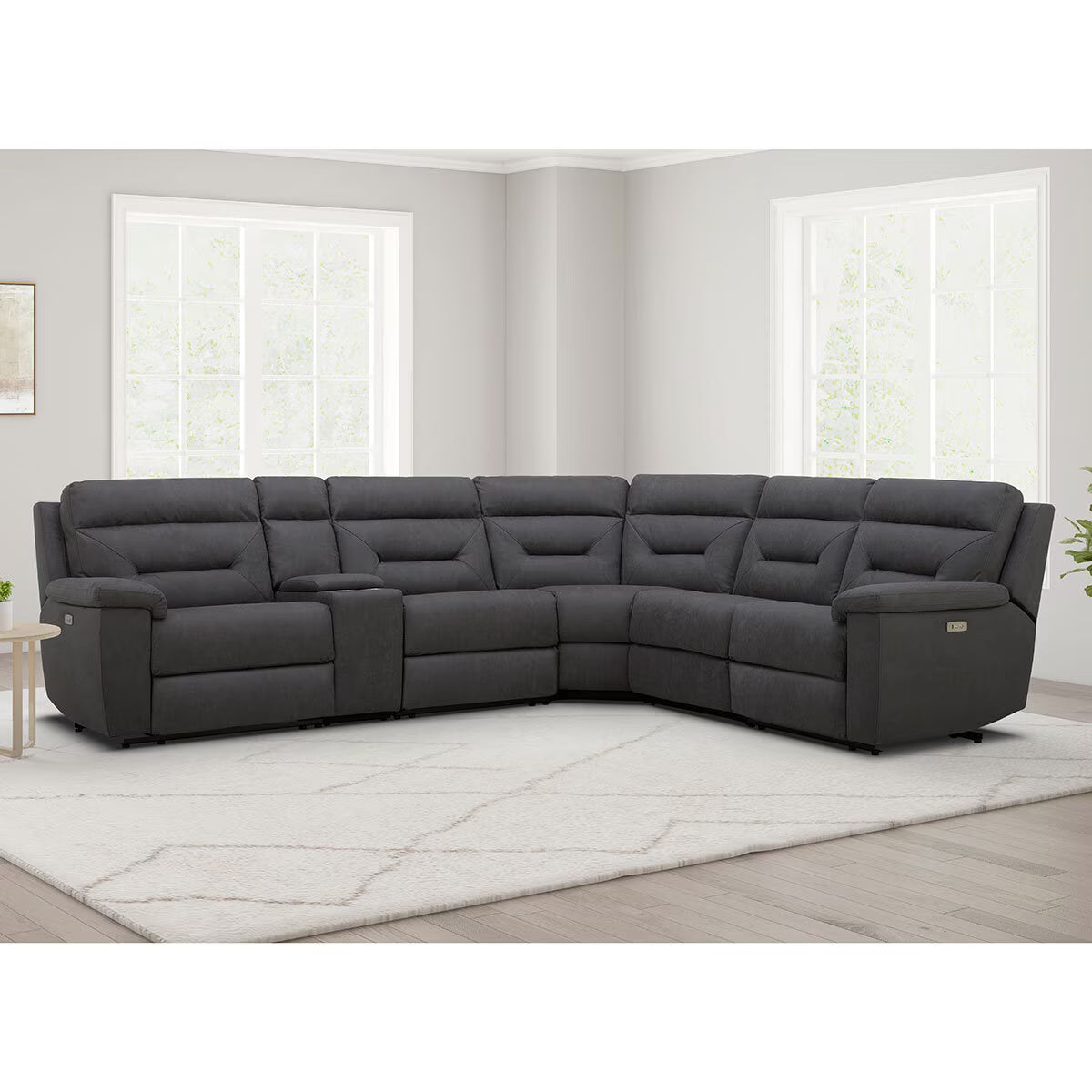 Justin Grey Fabric Power Reclining Sectional Sofa