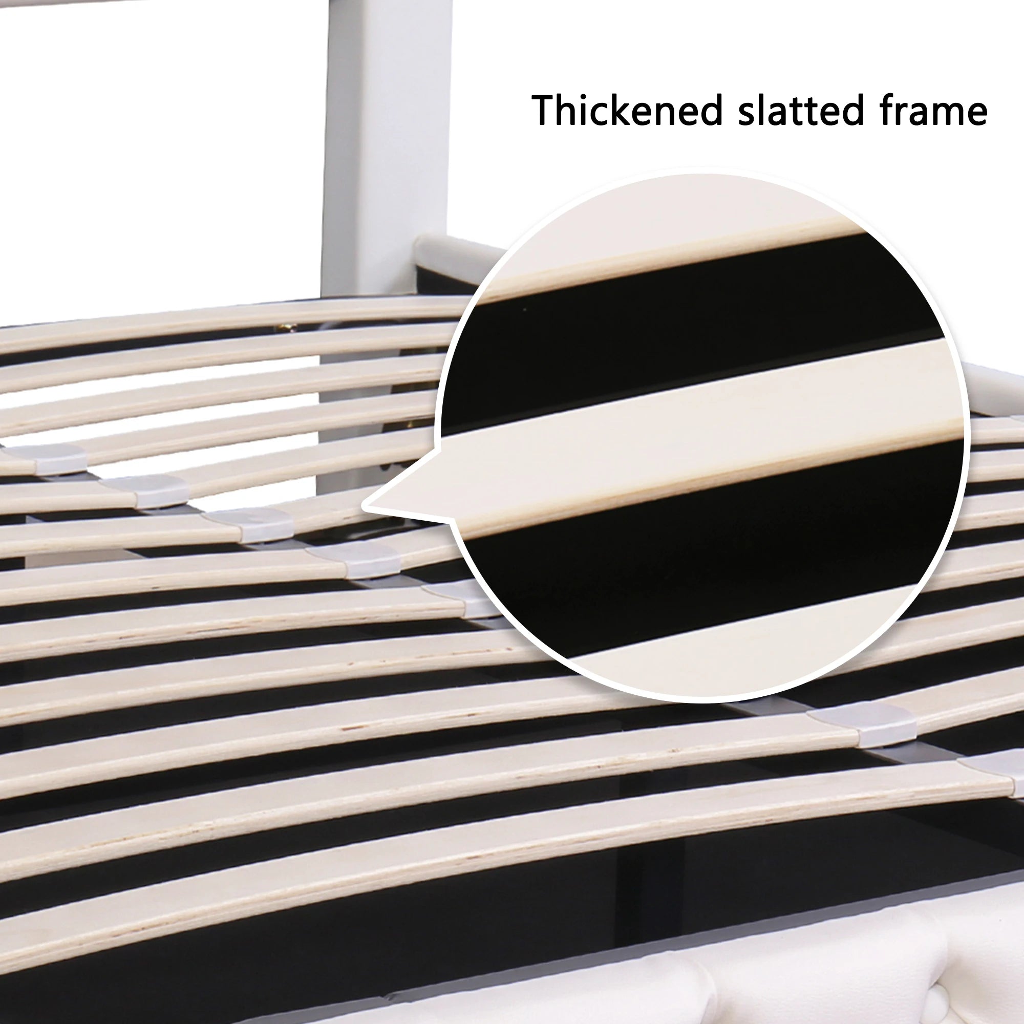 Upholstered Bed, Functional Bed with Slatted Frame and Storage Space LED Lighting in Different Colors PU