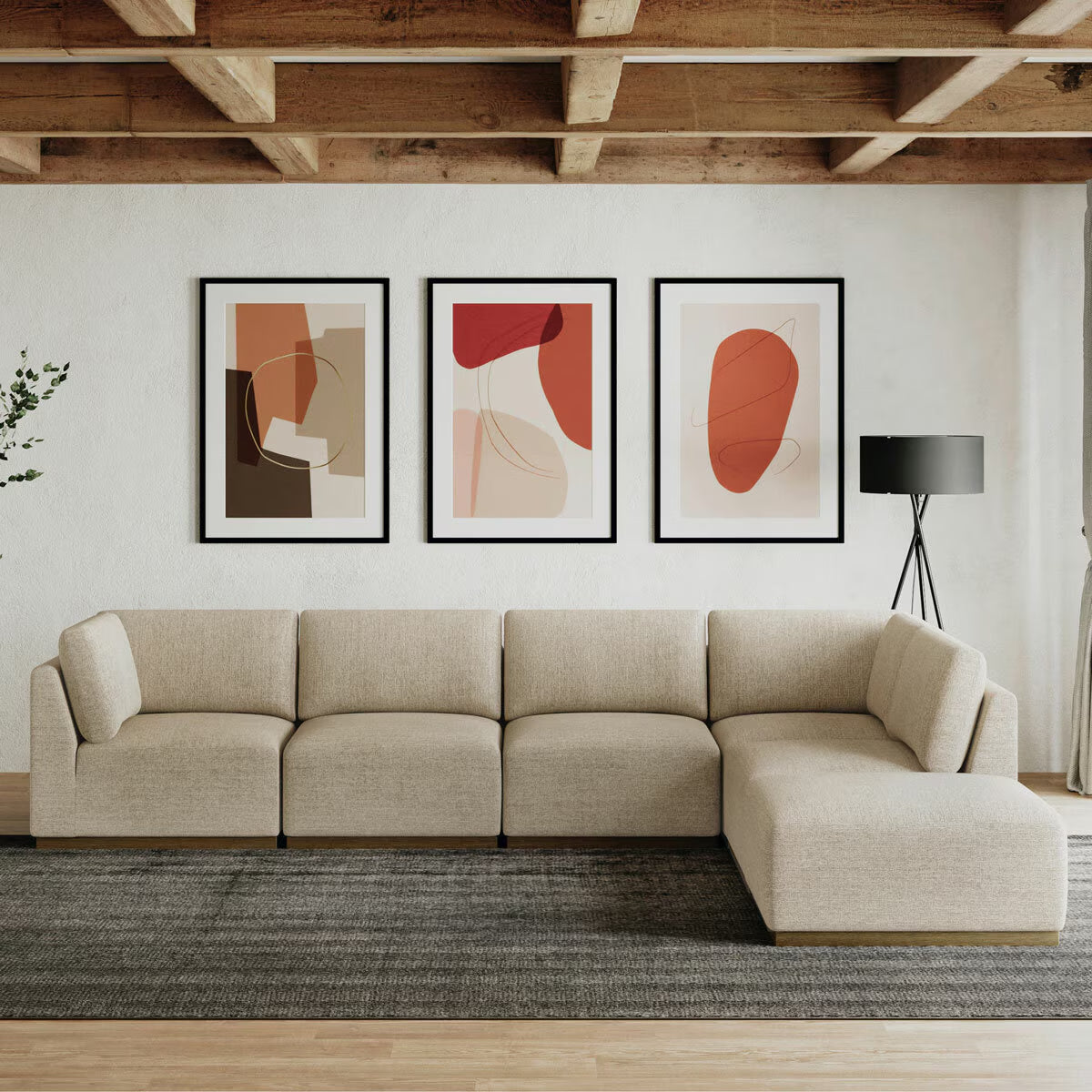 Murphy Taupe 6 Piece Modular Fabric Sofa