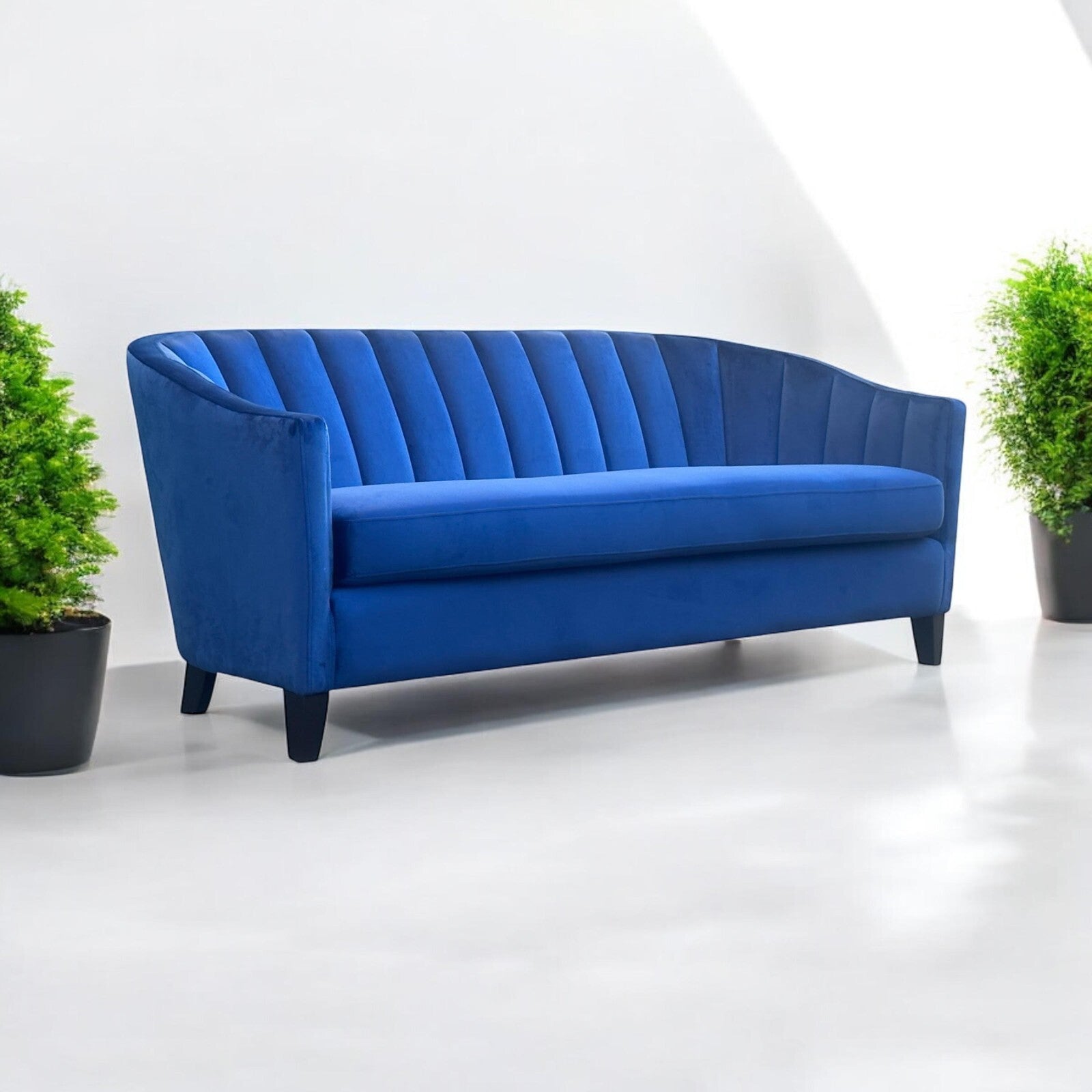 Blue Velvet Sofa 3 Seat Accent Chair Velvet Tub Chair Contemporary Living Room