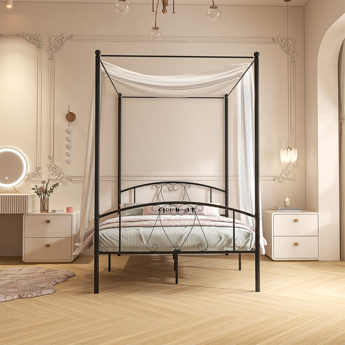 Double Size Metal Canopy Bed Frame