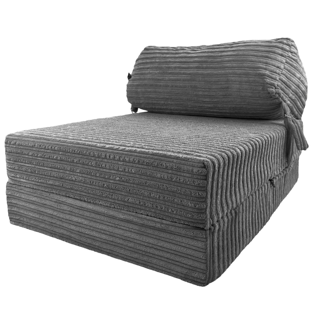 Single Chair Bed Sofa Z Bed Jumbo Cord Seat Foam Fold Out Guest Futon Kids