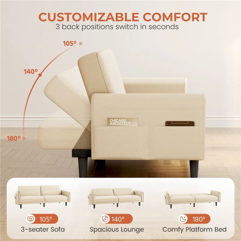 3-Seater Sofa Bed with Adjustable Backrest