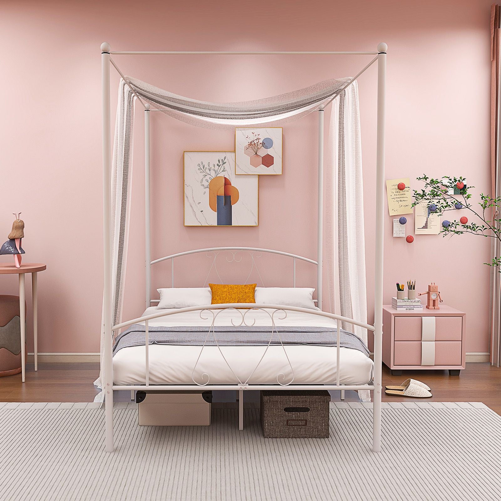 Double Size Metal Canopy Bed Frame