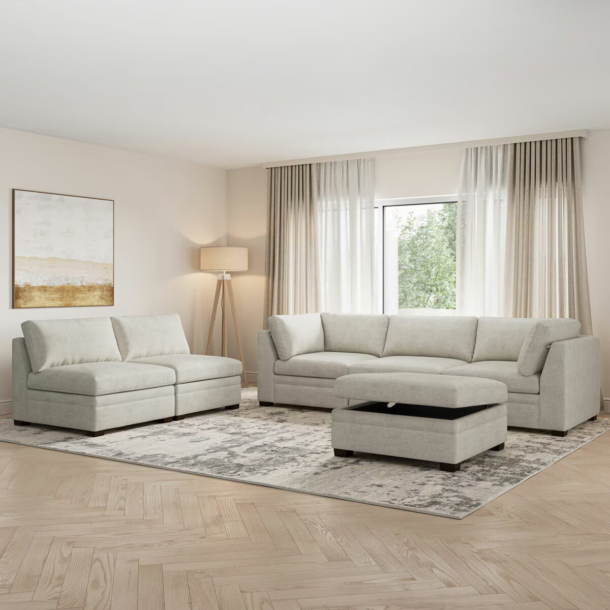 Tisdale Taupe 6 Piece Modular Fabric Sofa