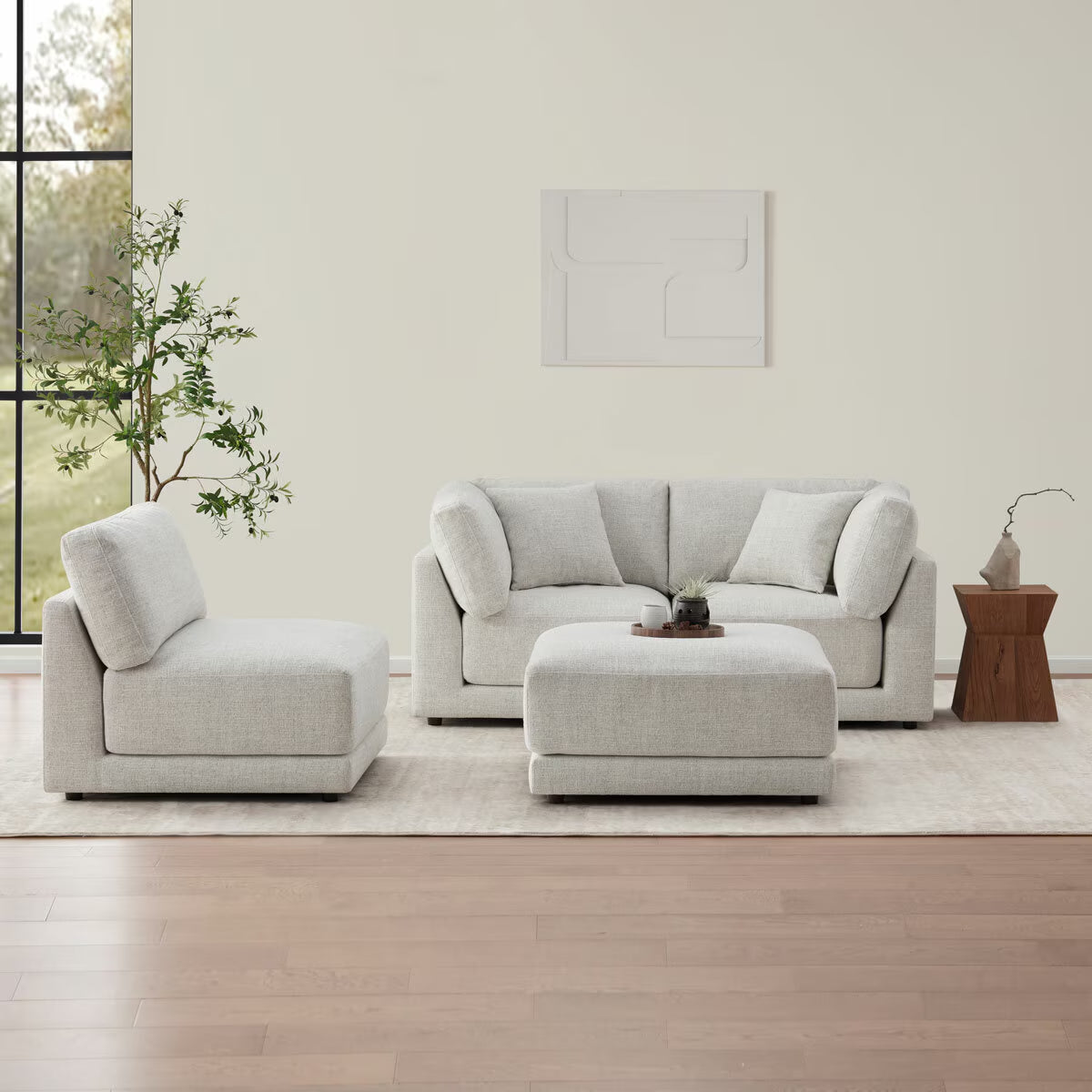 Dayna Grey Fabric 4 Piece Modular Sofa