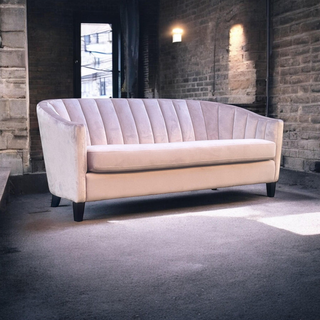 Pink Velvet Sofa 3 Seat Chairs Velvet Tub Chair Contemporary Living Room Accent