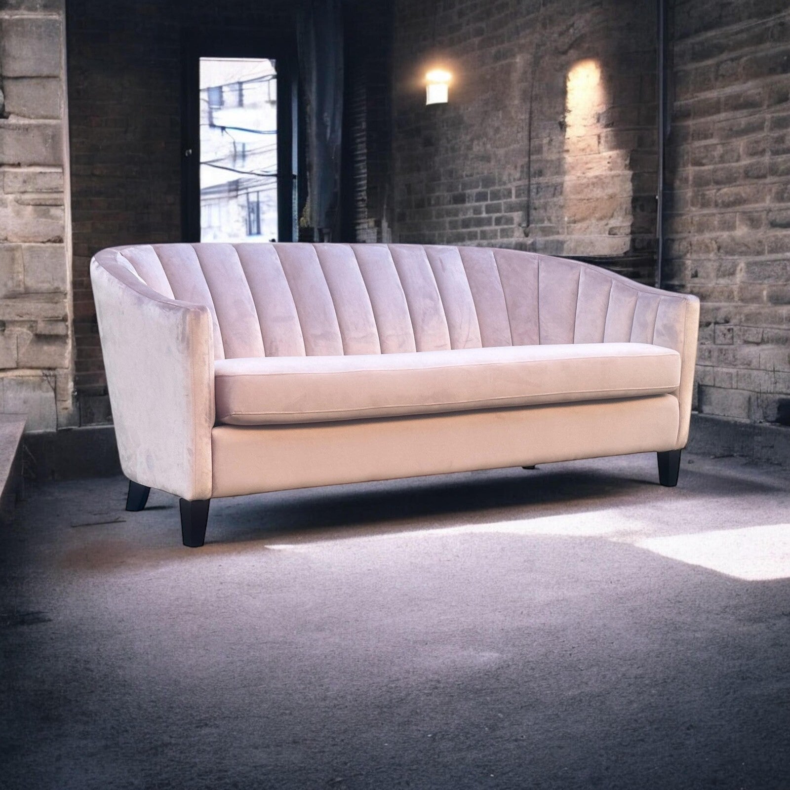 Pink Velvet Sofa 3 Seat Chairs Velvet Tub Chair Contemporary Living Room Accent