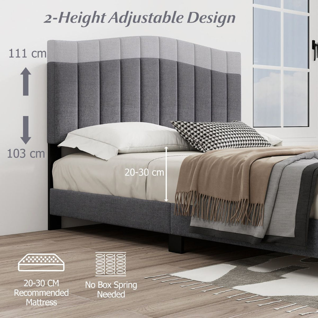 Modern Upholstered Bed Frame with Headboard and Wooden Slat Support