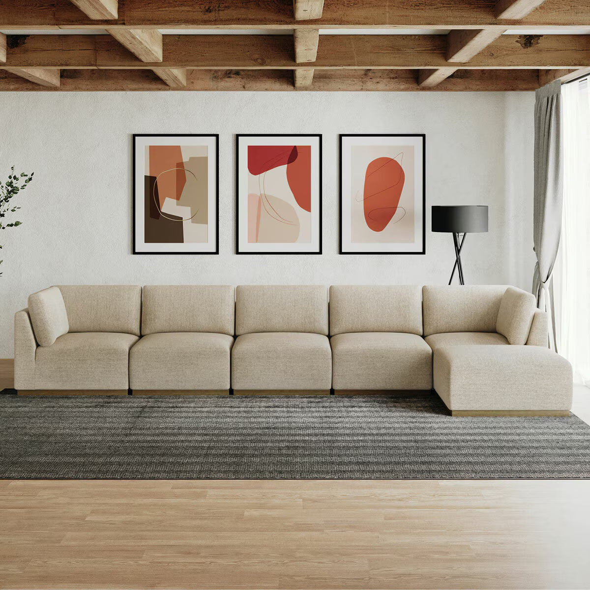 Murphy Taupe 6 Piece Modular Fabric Sofa