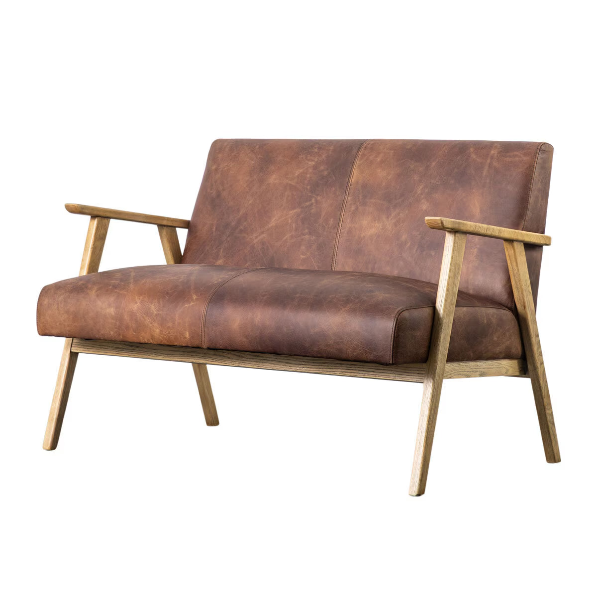 Neyland Brown Leather 2 Seater Sofa