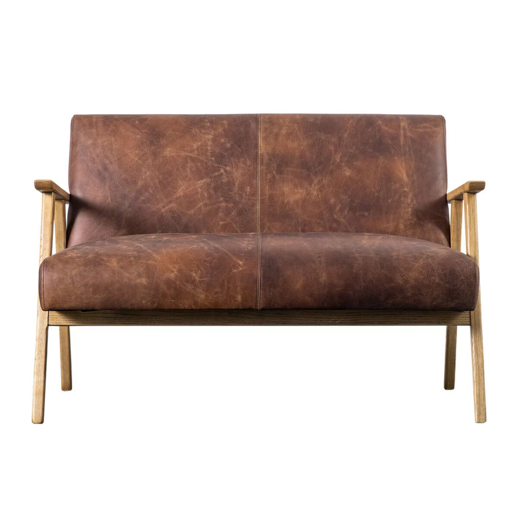 Neyland Brown Leather 2 Seater Sofa