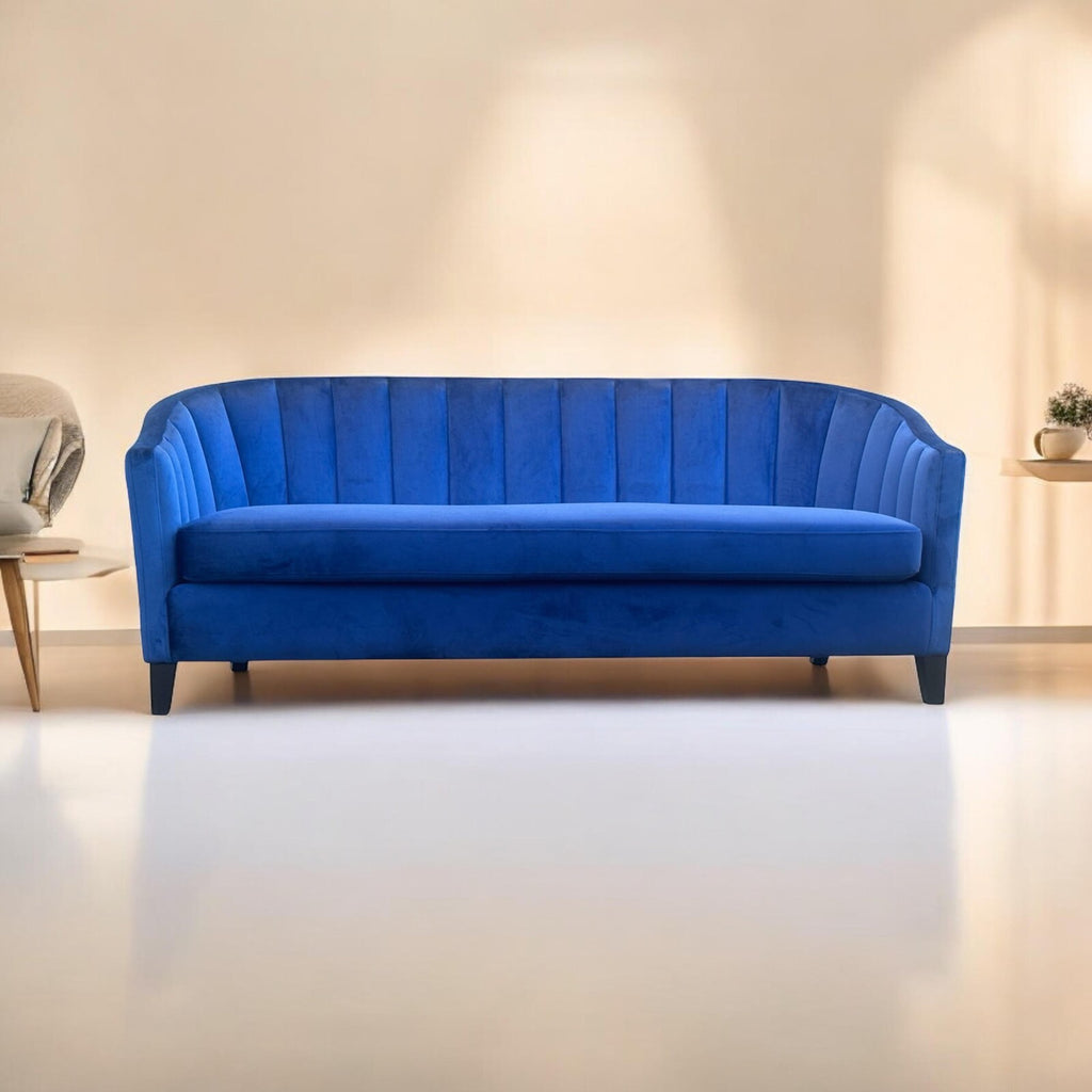 Blue Velvet Sofa 3 Seat Accent Chair Velvet Tub Chair Contemporary Living Room