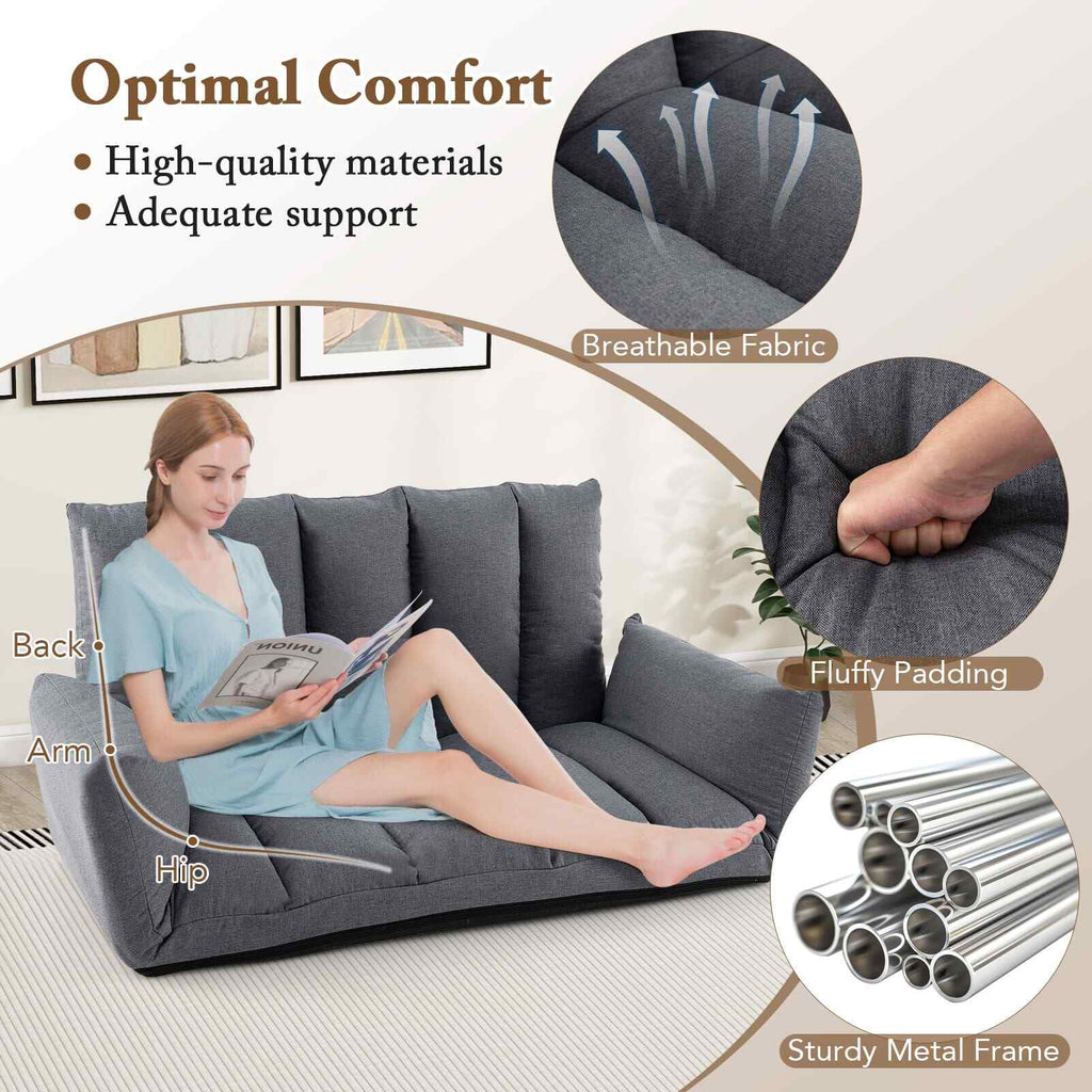 COSTWAY Foldable Floor Sofa Upholstered Recliner Chair W/Adjustable Backrest