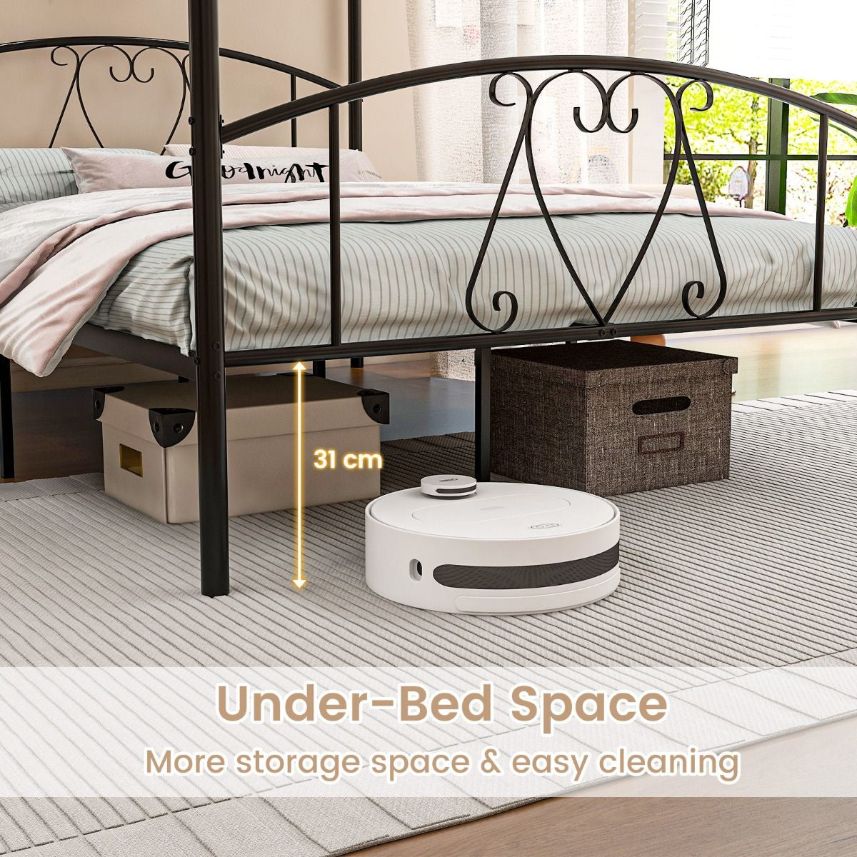 Double Size Metal Canopy Bed Frame