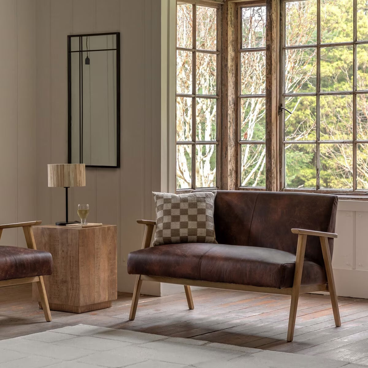 Neyland Brown Leather 2 Seater Sofa