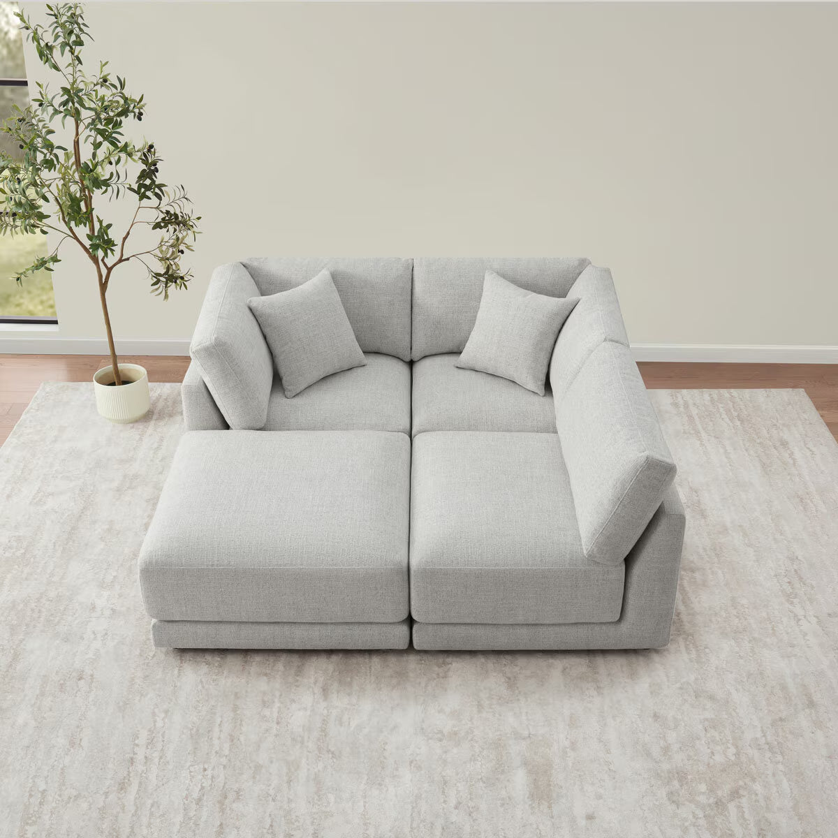 Dayna Grey Fabric 4 Piece Modular Sofa