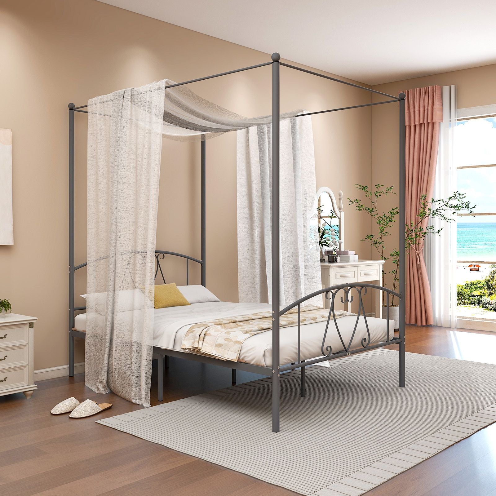 Double Size Metal Canopy Bed Frame