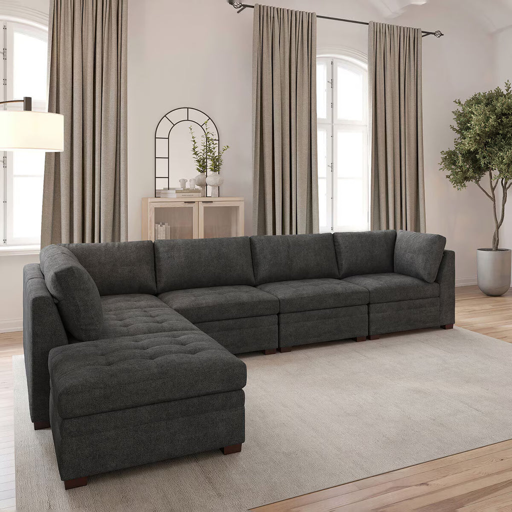 Tisdale Dark Grey 6 Piece Modular Fabric Sofa