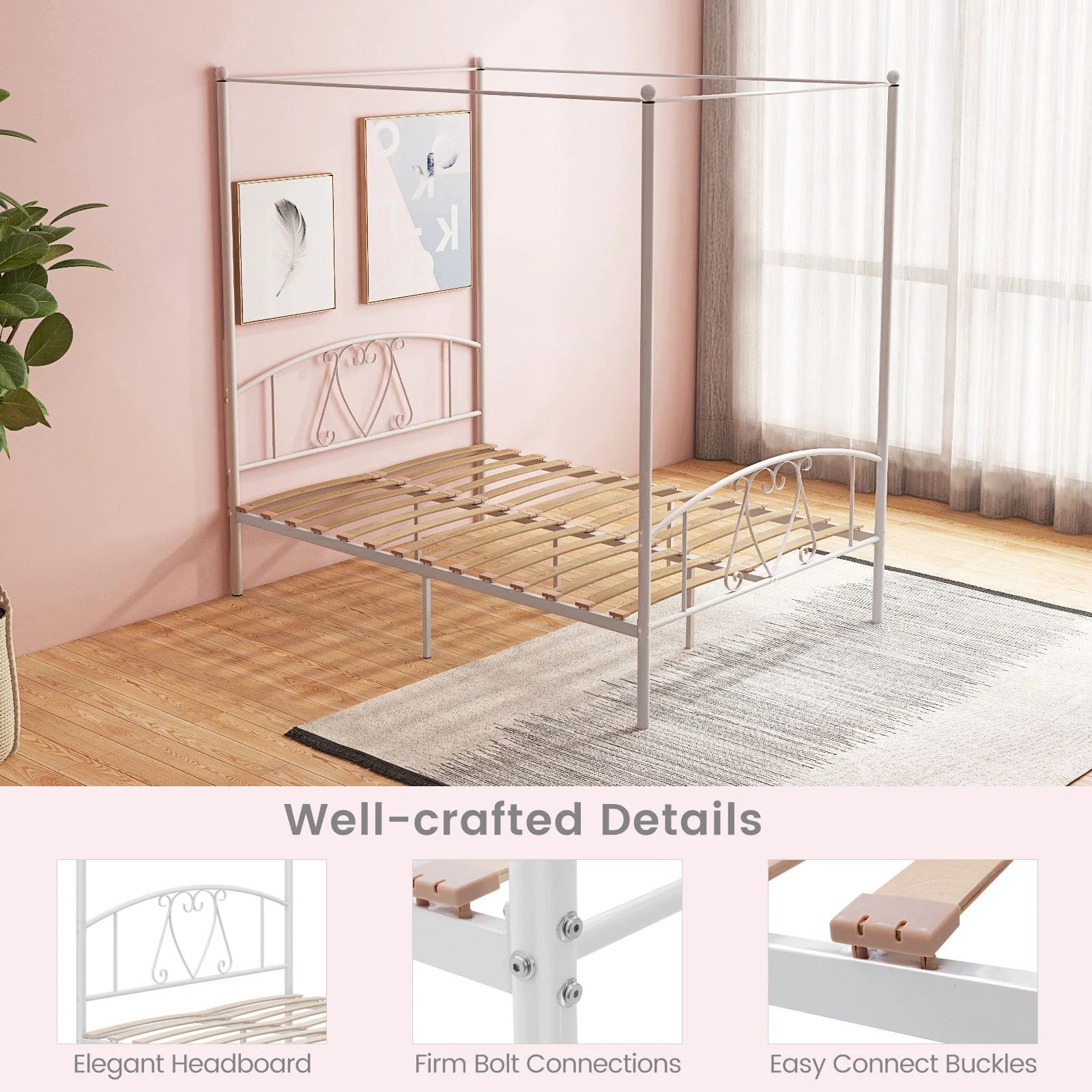 Double Size Metal Canopy Bed Frame