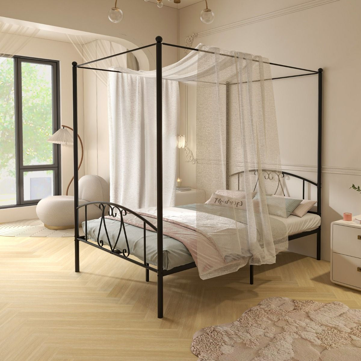 Double Size Metal Canopy Bed Frame